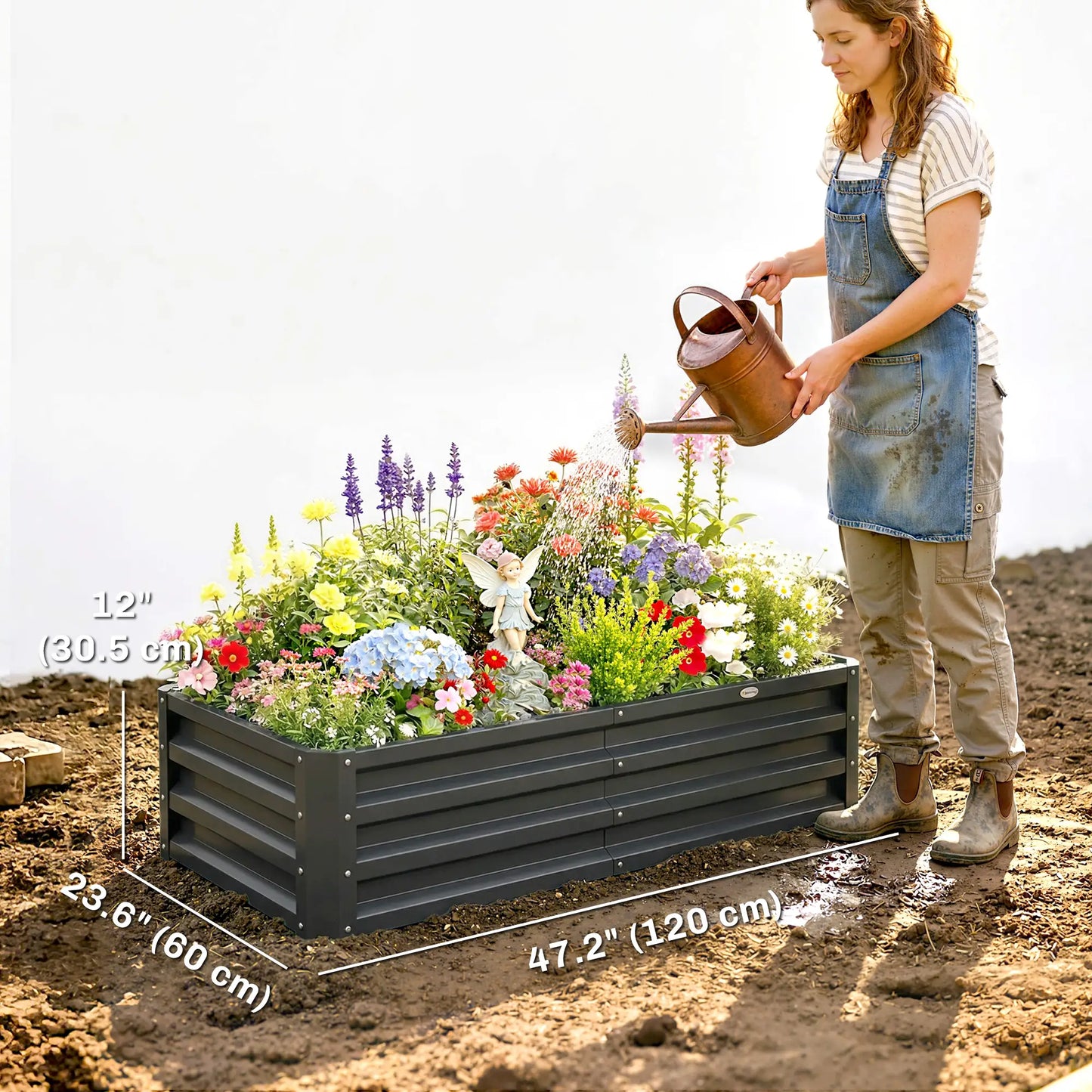 4' x 2' x 1' Galvanized Raised Garden Bed, Set of 2, Grey Galvanized Planter Boxes at Gallery Canada