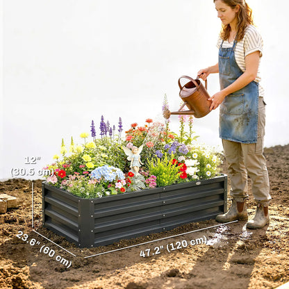 4' x 2' x 1' Galvanized Raised Garden Bed, Set of 2, Grey Galvanized Planter Boxes at Gallery Canada