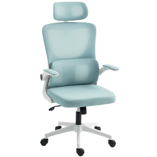 High Back Office Chair, Mesh Computer Chair, Adjustable Height, Light Blue