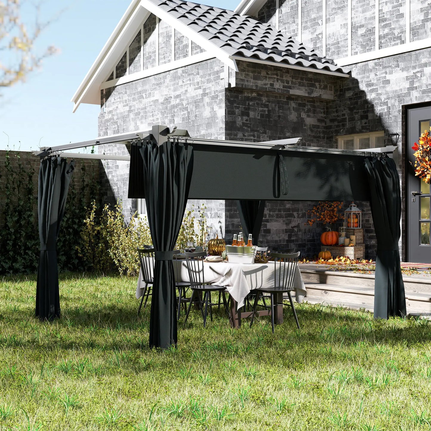 10' x 13' Pergola, Retractable Canopy, UPF30+ Sun Shade, Garden, Backyard Pergolas at Gallery Canada