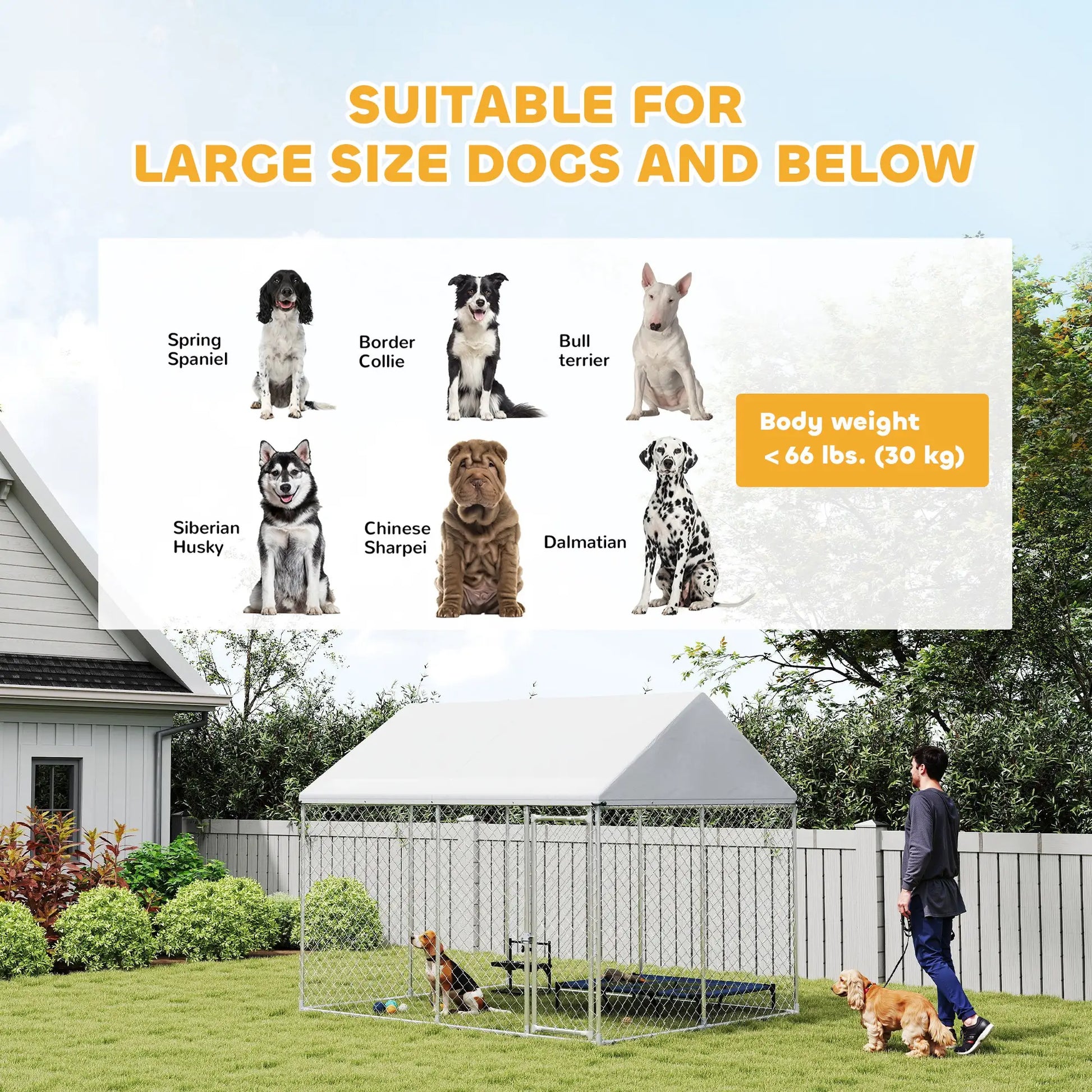 Heavy Duty Galvanized Steel Dog Kennel, Waterproof Roof, Lockable Latch, 9.2' x 7.5' x 7.2' Houses, Kennels & Pens at Gallery Canada