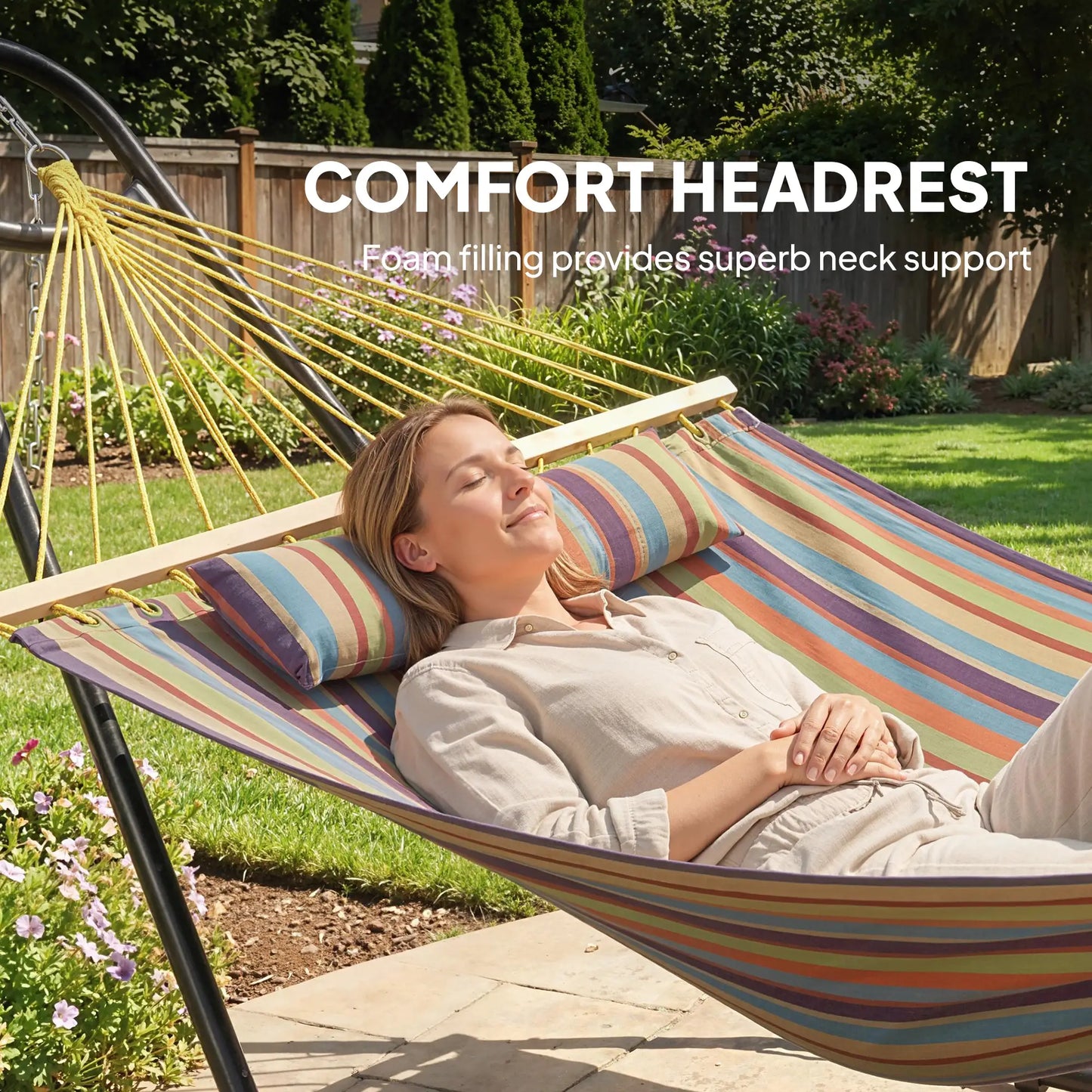 Heavy Duty Camping Hammock With Stand, Detachable Pillow, 264 lbs Capacity, Multicolor Hammocks with Stand at Gallery Canada