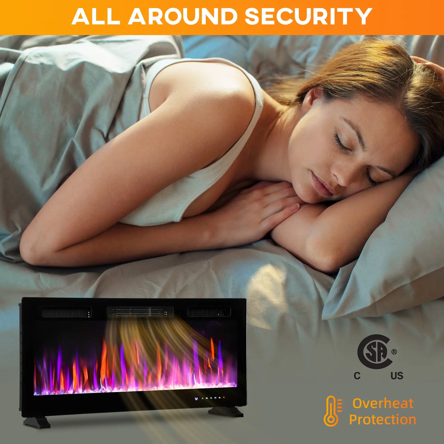 42 Inch Electric Fireplace, Freestanding, Wall Mounted, Eco Mode, Remote, 1500W Electric Fireplaces at Gallery Canada