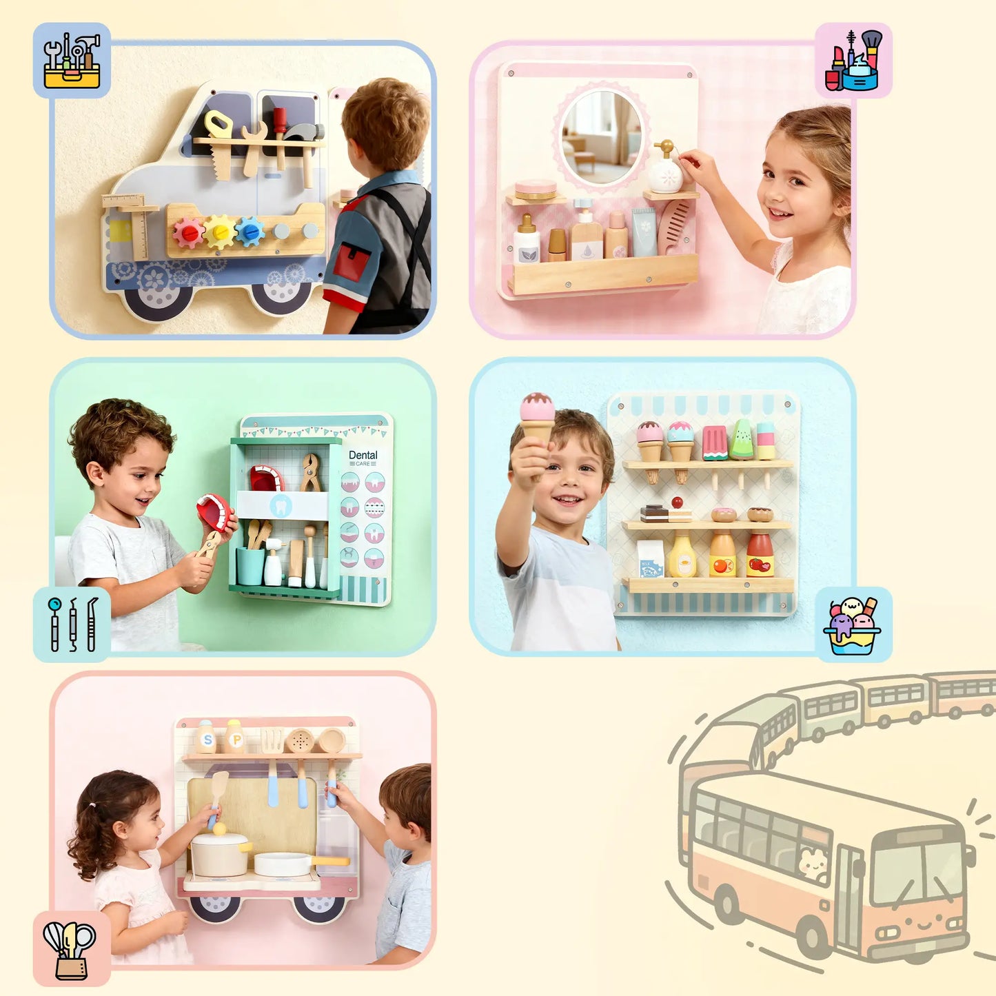 Wall Busy Board, 5 Activities Sensory Toy for Kids 3+ Years Toy Playsets at Gallery Canada