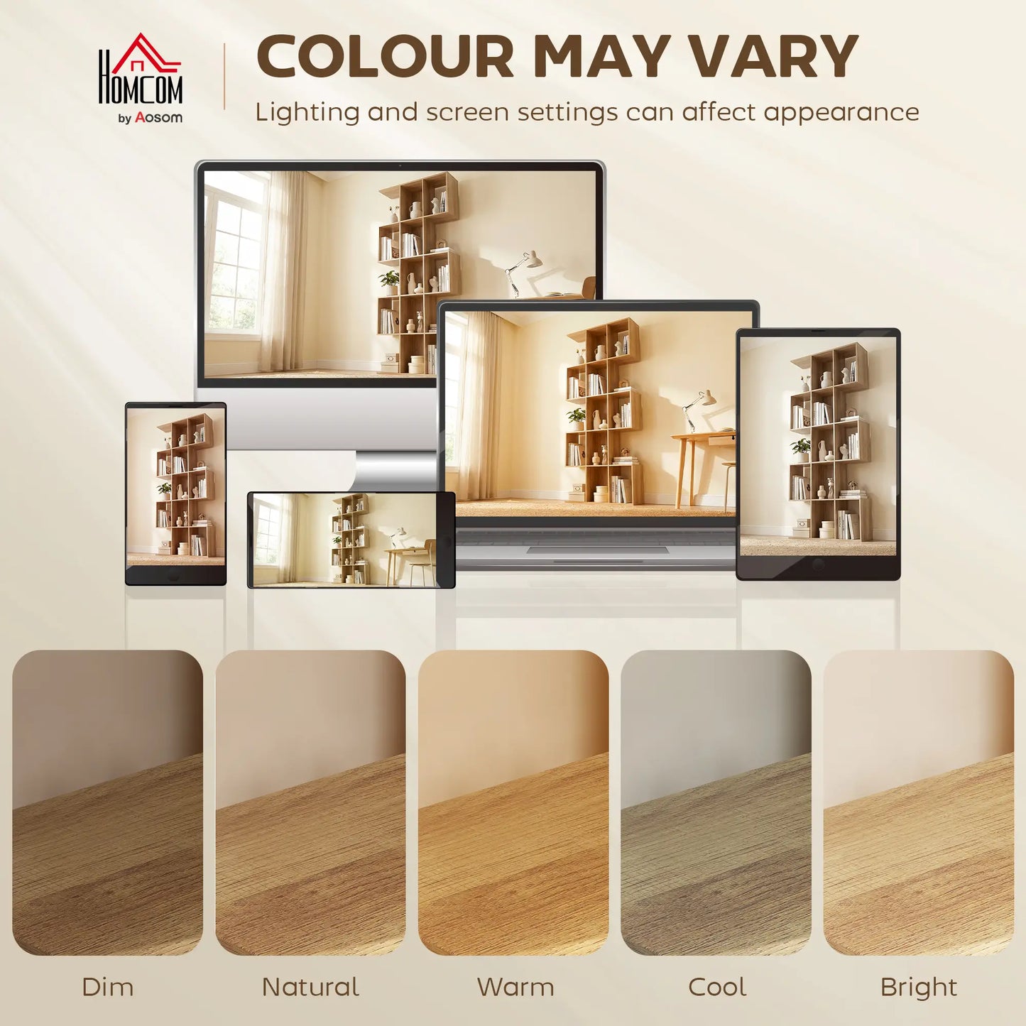5-Tier S Shaped Geometric Bookcase, 15 Compartments, Oak Display Bookshelves at Gallery Canada