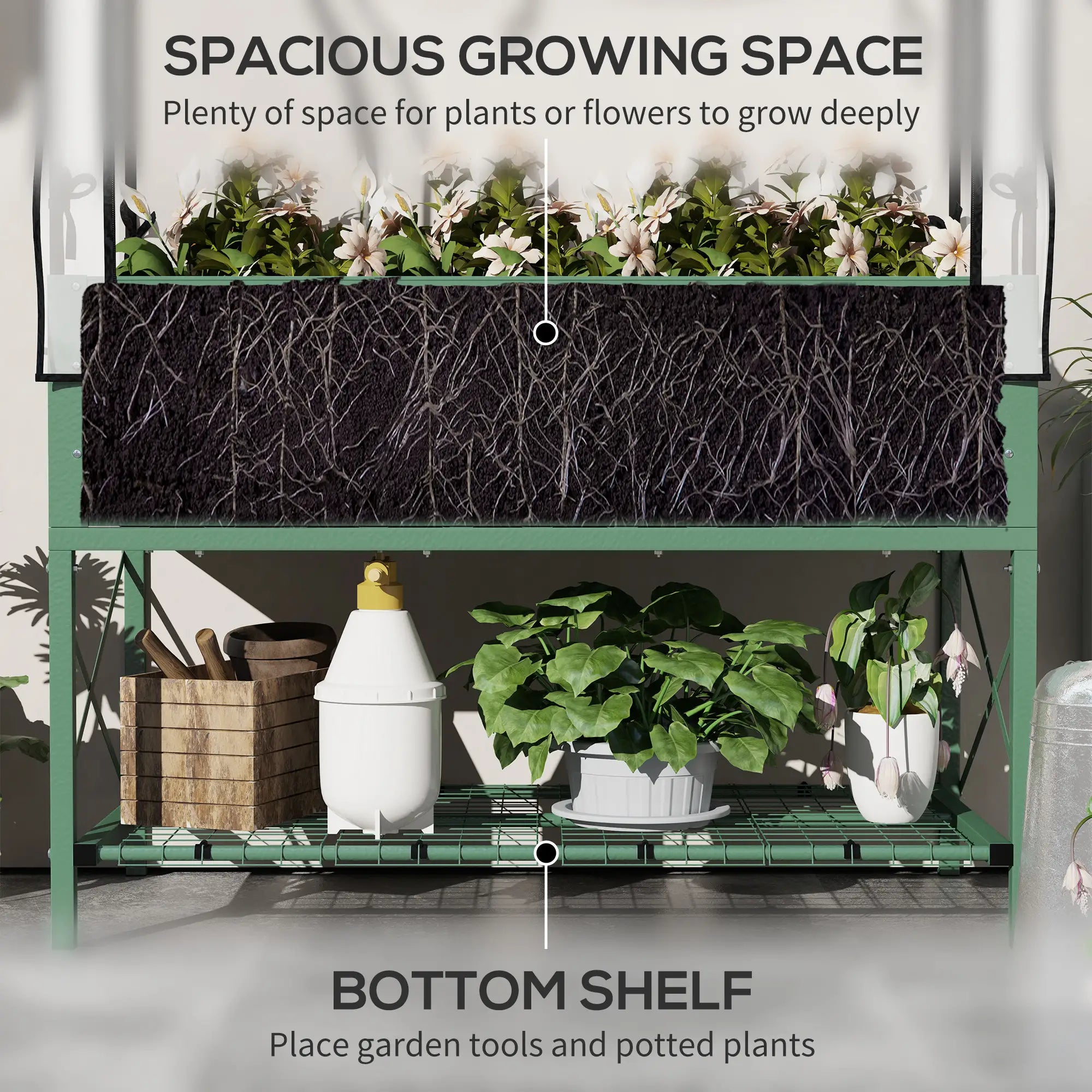 Metal Raised Garden Bed With Cover, 48 Inch, Green Elevated Garden Beds at Gallery Canada