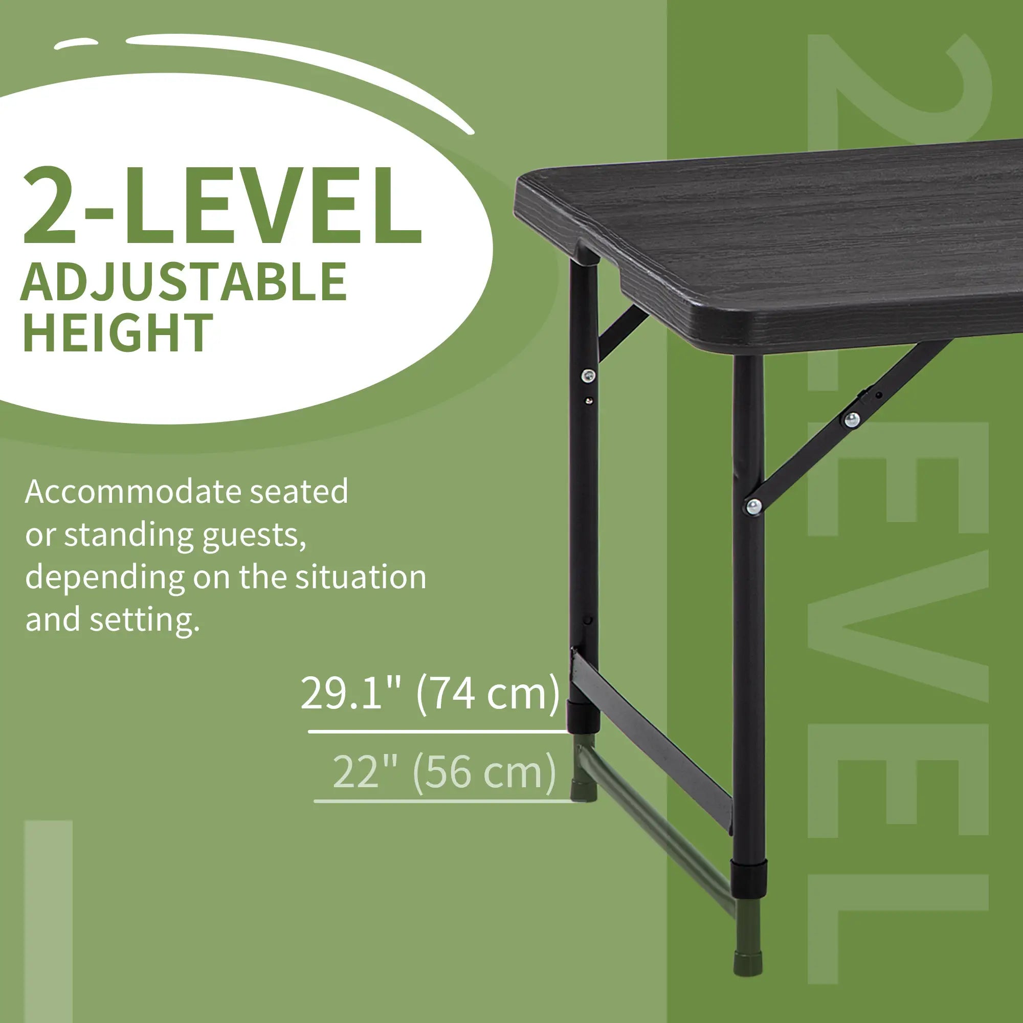Foldable Patio Dining Table for 4, Adjustable Height, Dark Grey Patio Dinning Tables at Gallery Canada