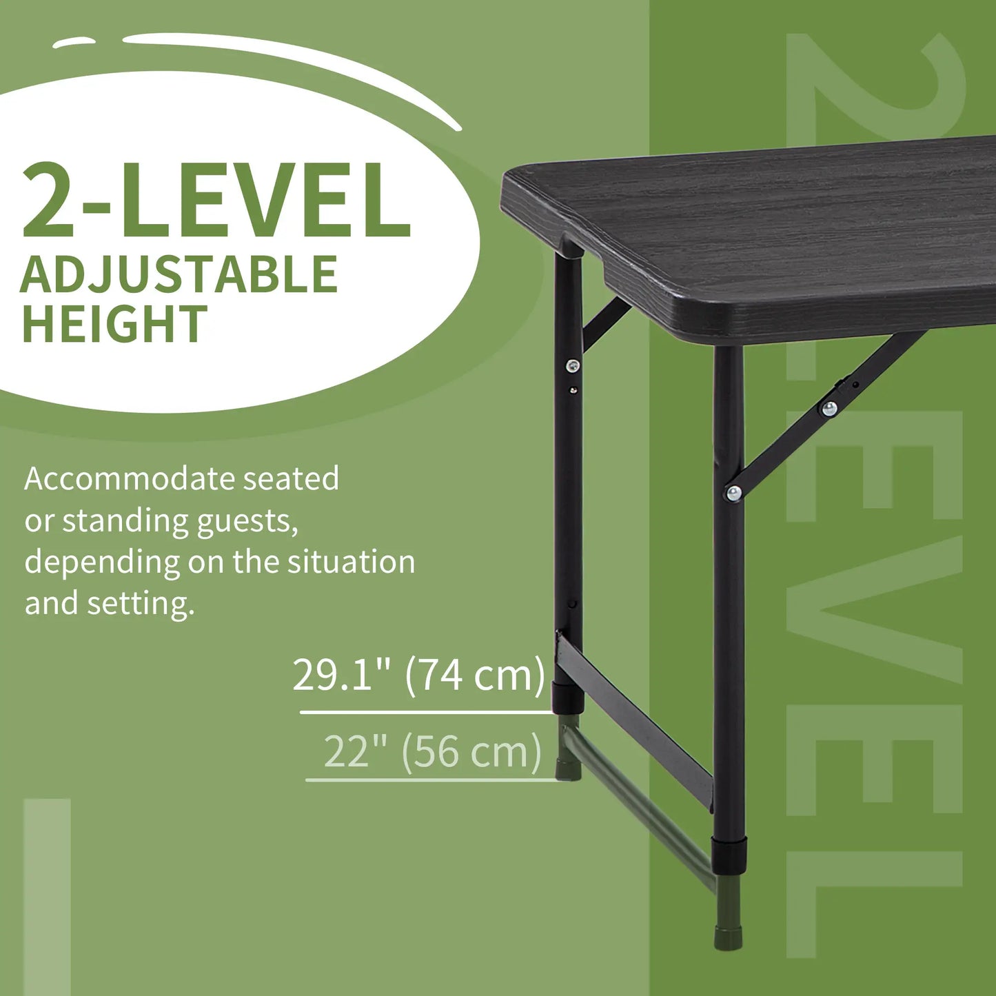 Foldable Patio Dining Table for 4, Adjustable Height, Dark Grey Patio Dinning Tables at Gallery Canada