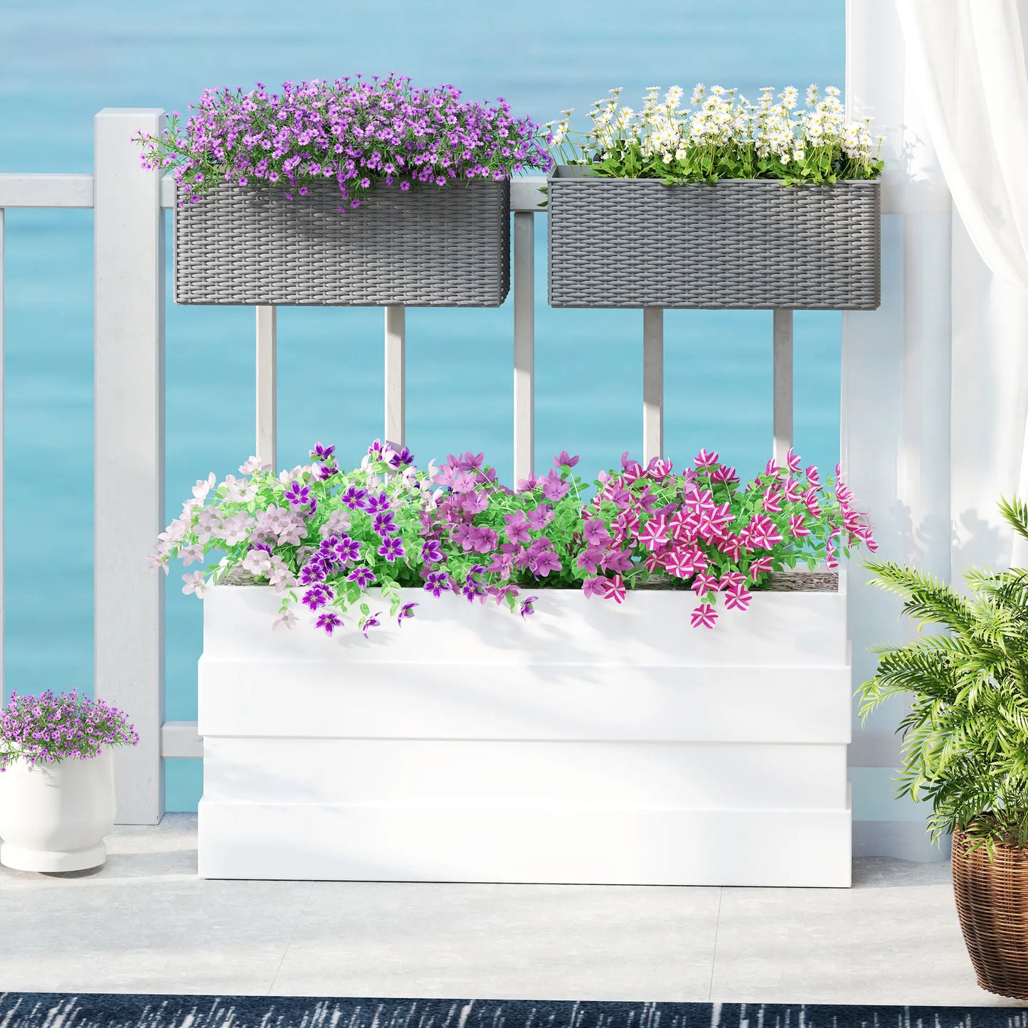 2 Pack 20 Inch Hanging Flower Pots, Railing Planter Box, Grey Planter Set at Gallery Canada
