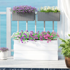 2 Pack 20 Inch Hanging Flower Pots, Railing Planter Box, Grey