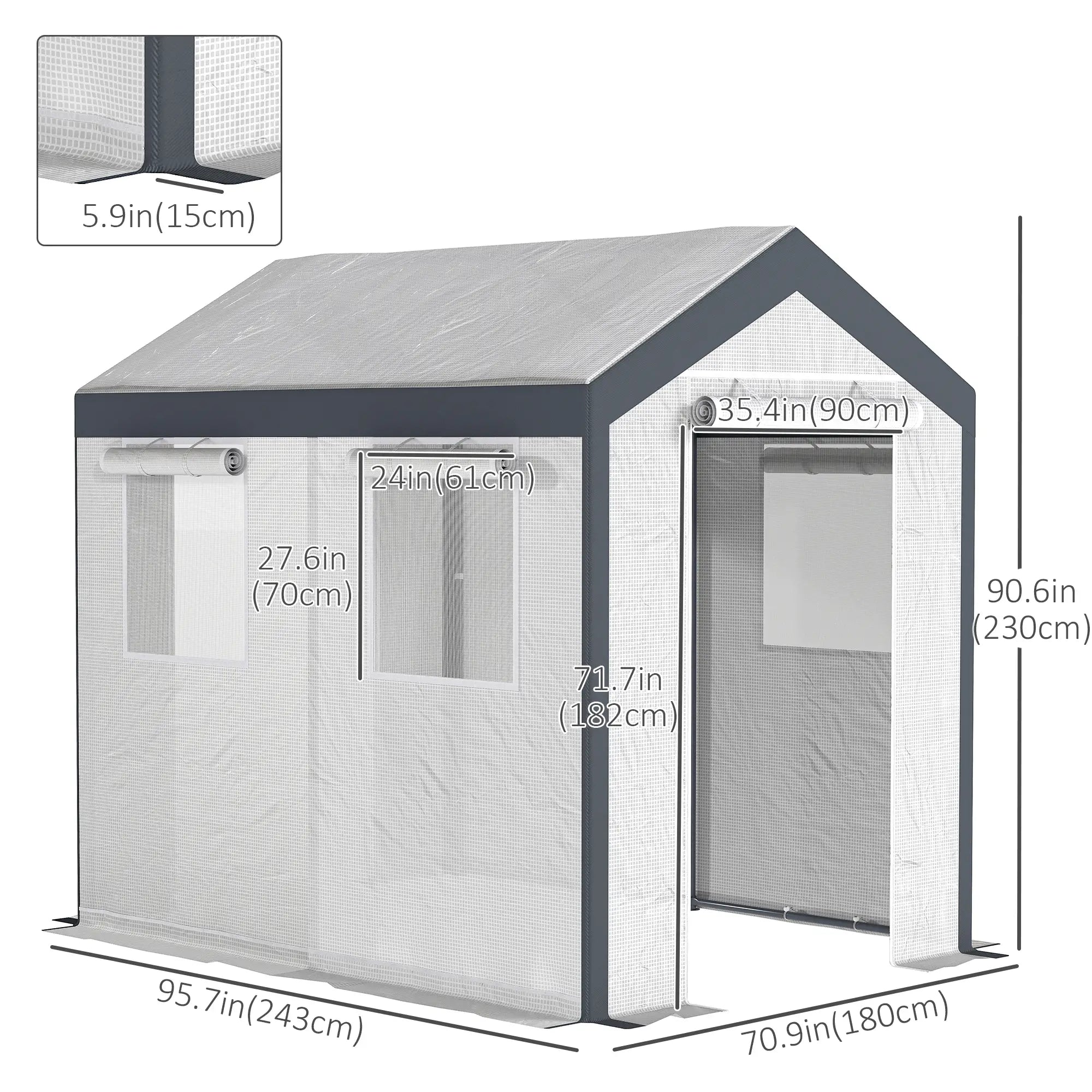 8' x 6' x 7.5' Walk-in Greenhouse, Outdoor Plant Growth Tent, White Walk In Greenhouses at Gallery Canada