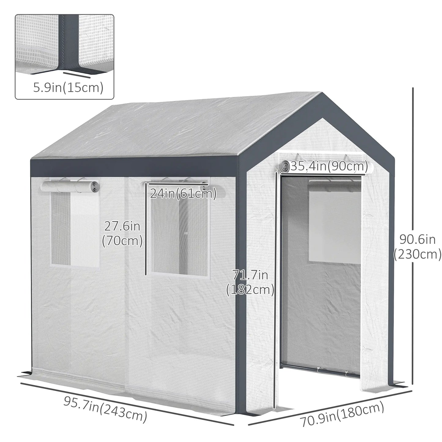 8' x 6' x 7.5' Walk-in Greenhouse, Outdoor Plant Growth Tent, White Walk In Greenhouses at Gallery Canada