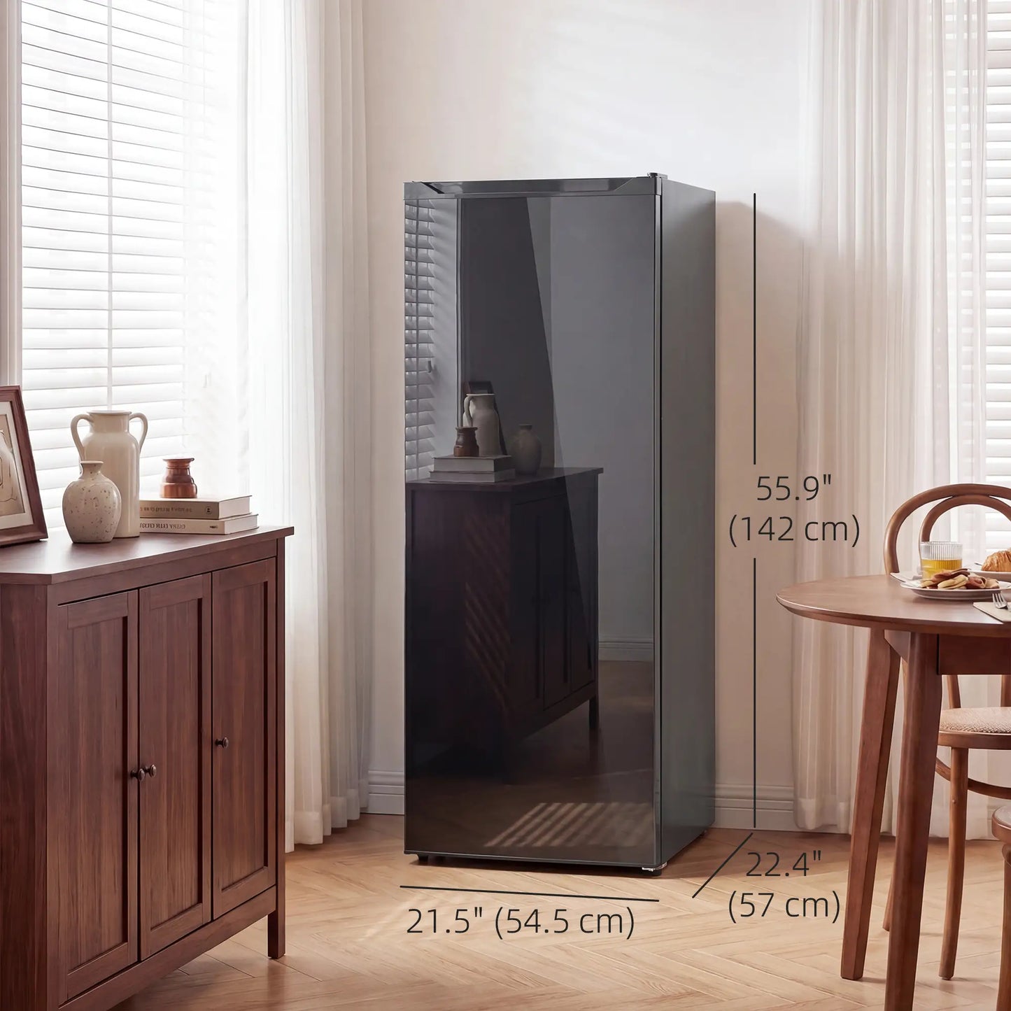 7.0 Cu.Ft Upright Freezer, 6 Adjustable Shelves, Reversible Door, Black Small Kitchen Appliances at Gallery Canada