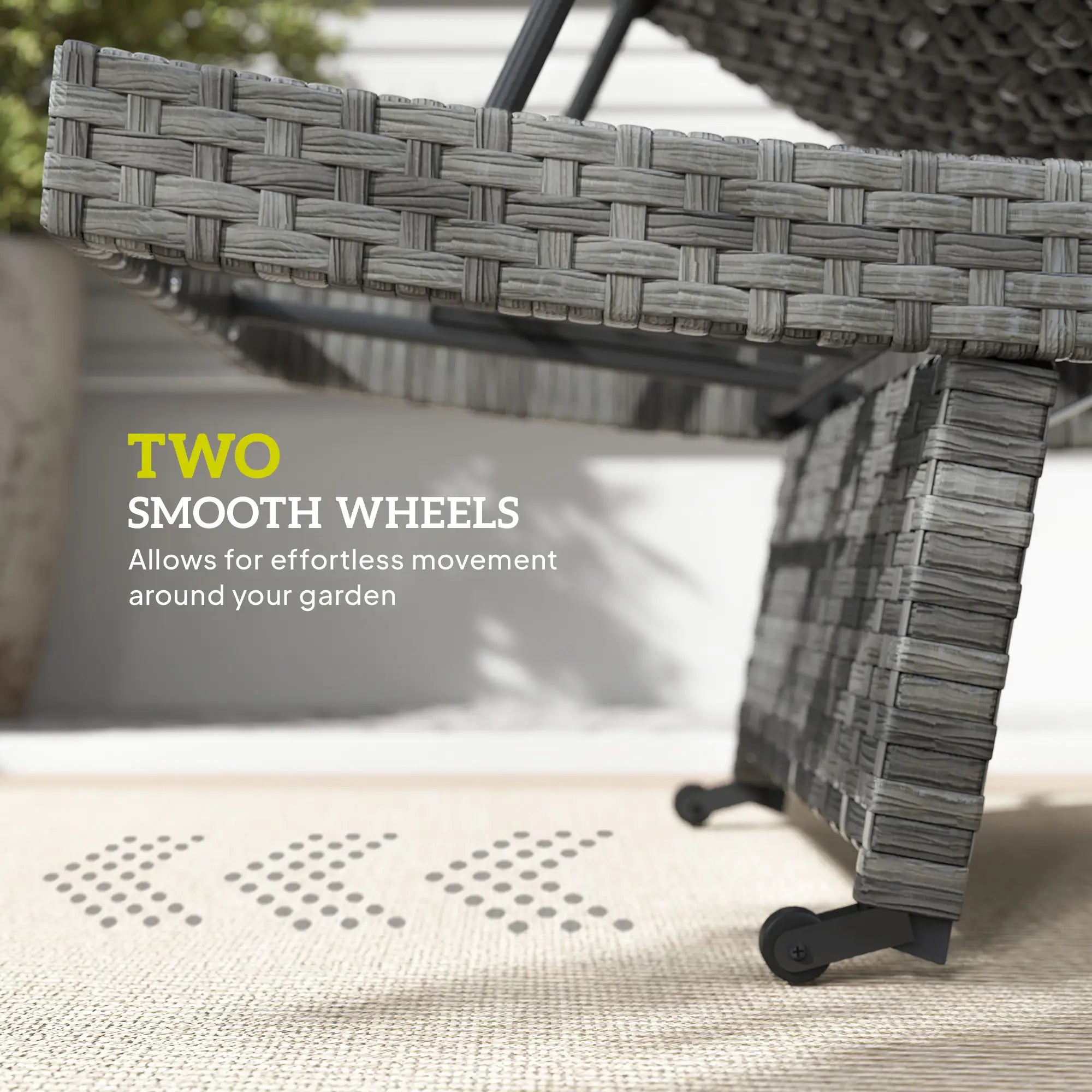 Folding Wicker Outdoor Chaise Lounge, 4-Level Adjustable Backrest, Grey Wicker Chaise Loungers at Gallery Canada