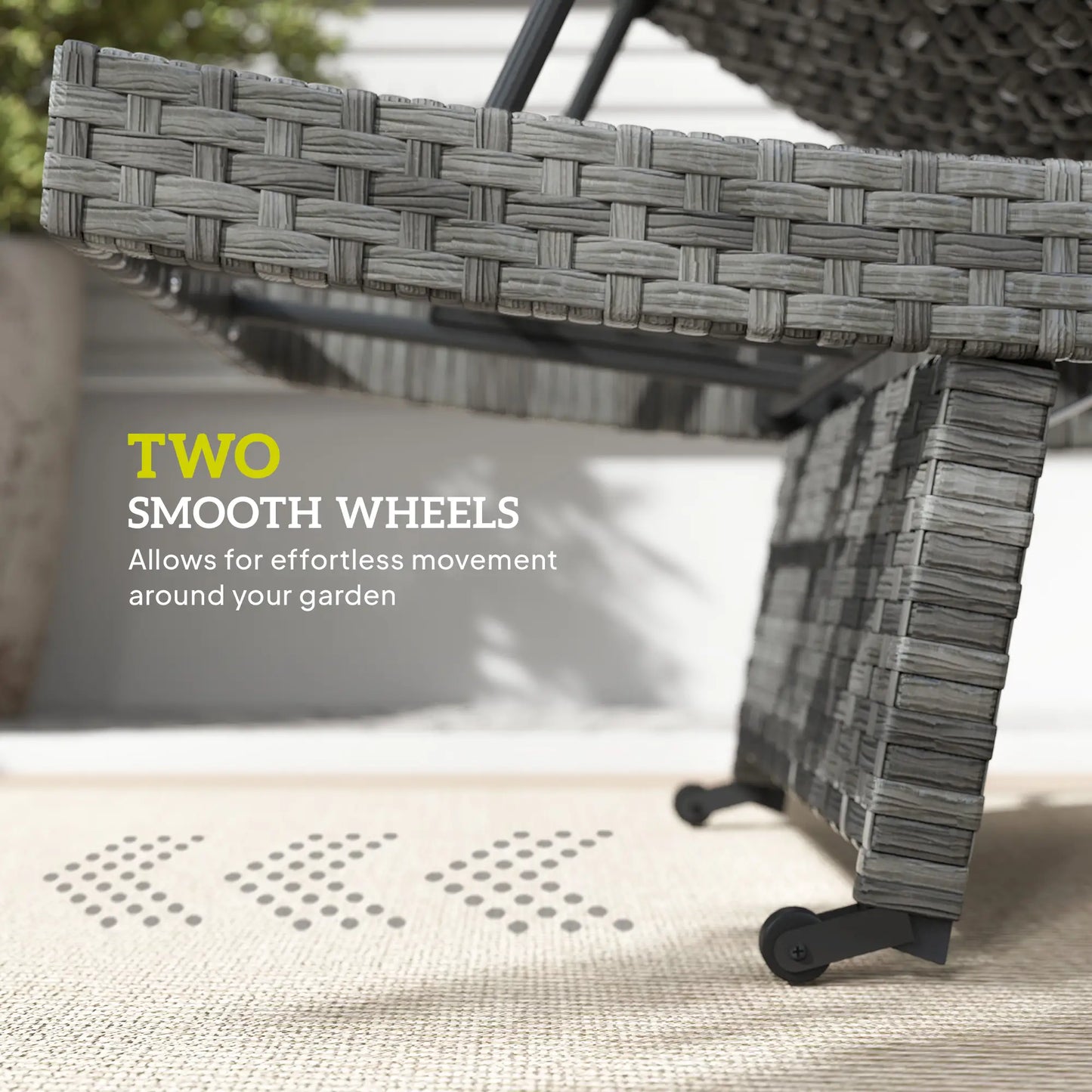 Folding Wicker Outdoor Chaise Lounge, 4-Level Adjustable Backrest, Grey Wicker Chaise Loungers at Gallery Canada