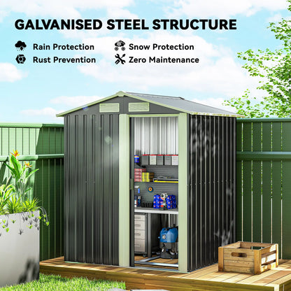 5ft x 4ft Metal Storage Shed, Sliding Door, Top Vents, Dark Grey Sheds at Gallery Canada