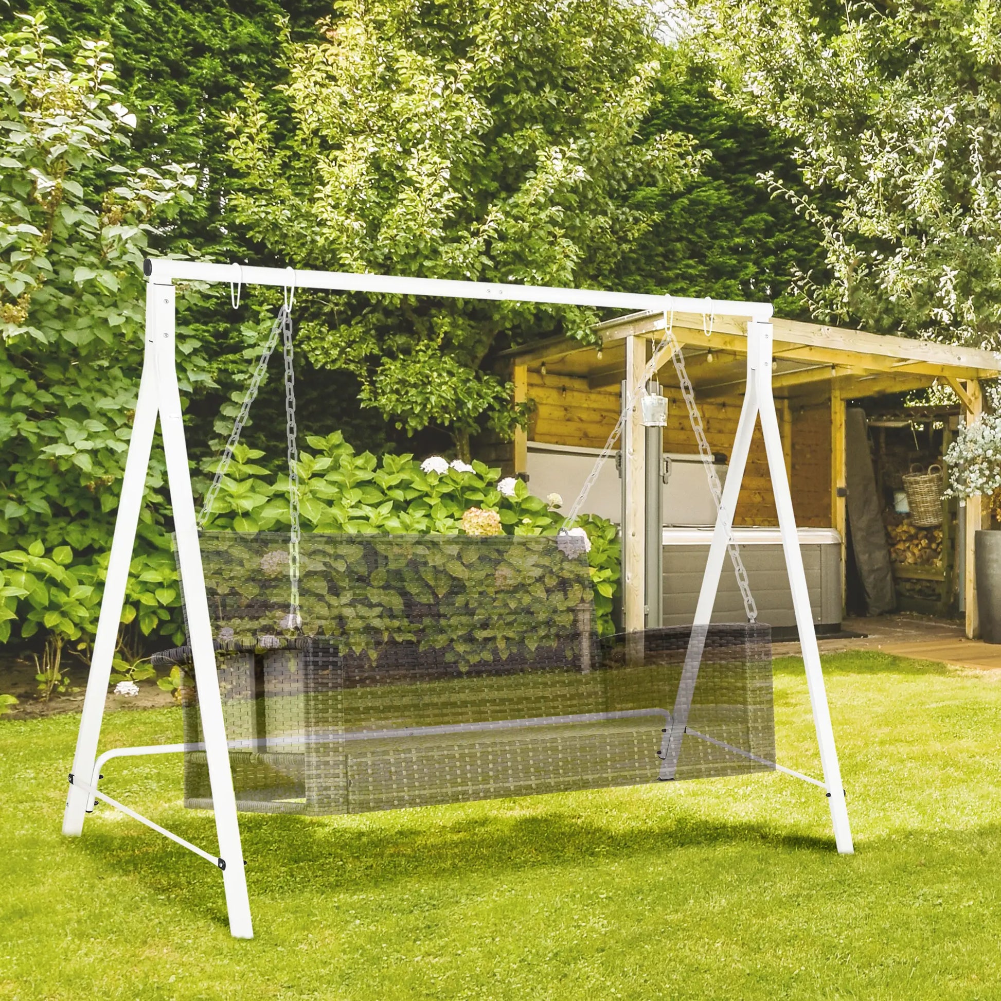 Metal Swing Stand, Hanging Chair Frame, 528 LBS, Backyard, Patio, Lawn, White Hammock Stands at Gallery Canada
