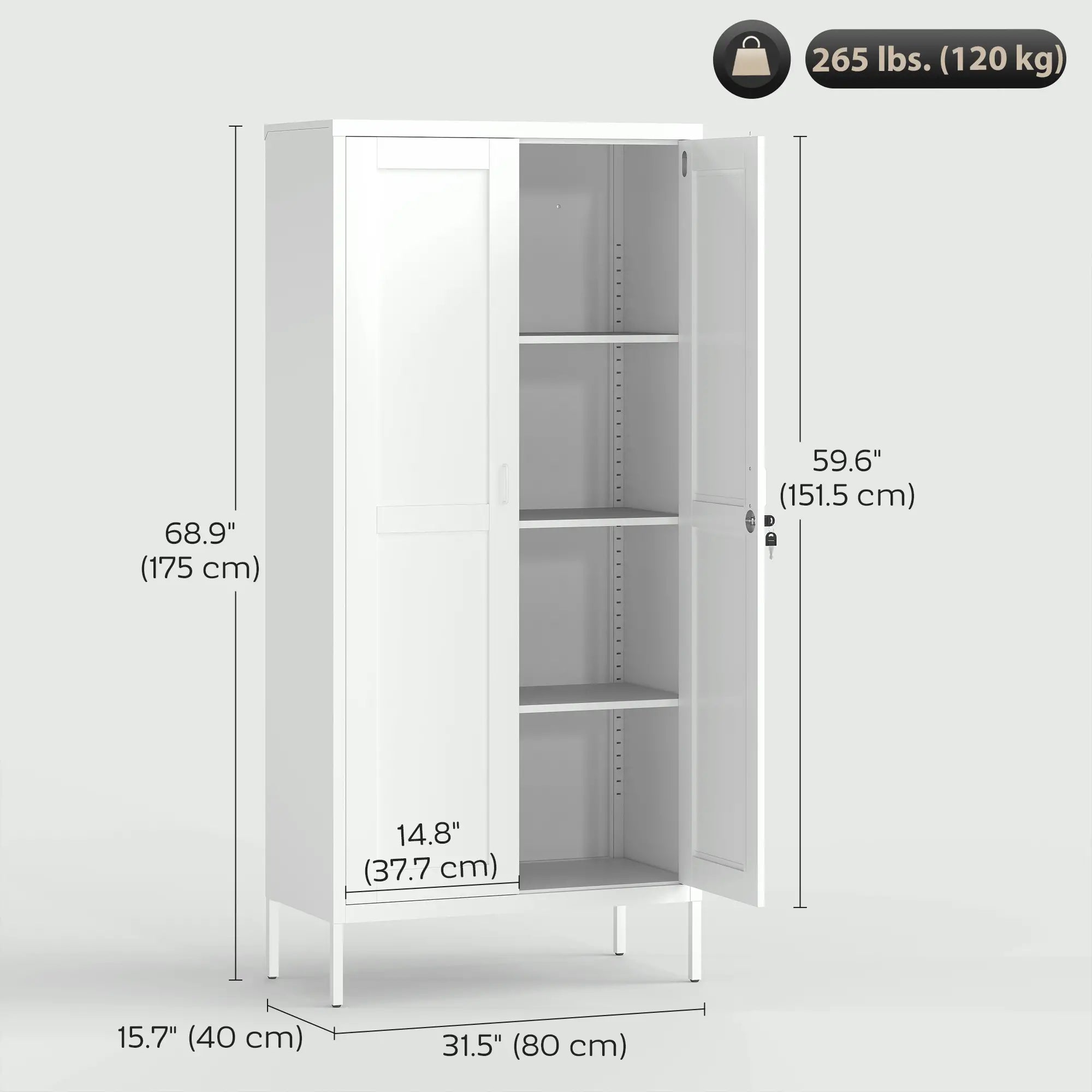 Office Storage Cabinet, Lockable, 3 Adjustable Shelves, 2 Doors, White Office Cabinets & Cupboards at Gallery Canada