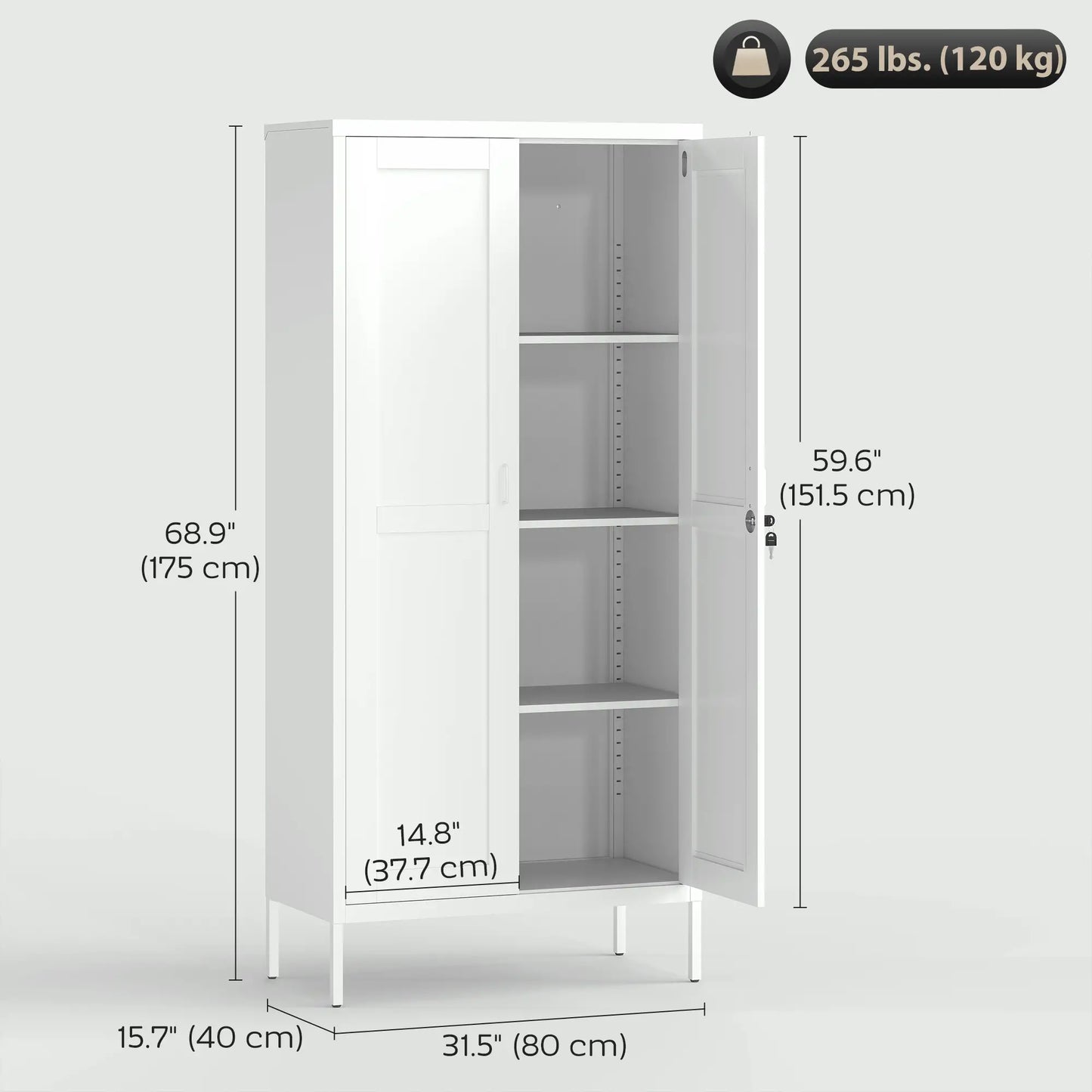 Office Storage Cabinet, Lockable, 3 Adjustable Shelves, 2 Doors, White Office Cabinets & Cupboards at Gallery Canada