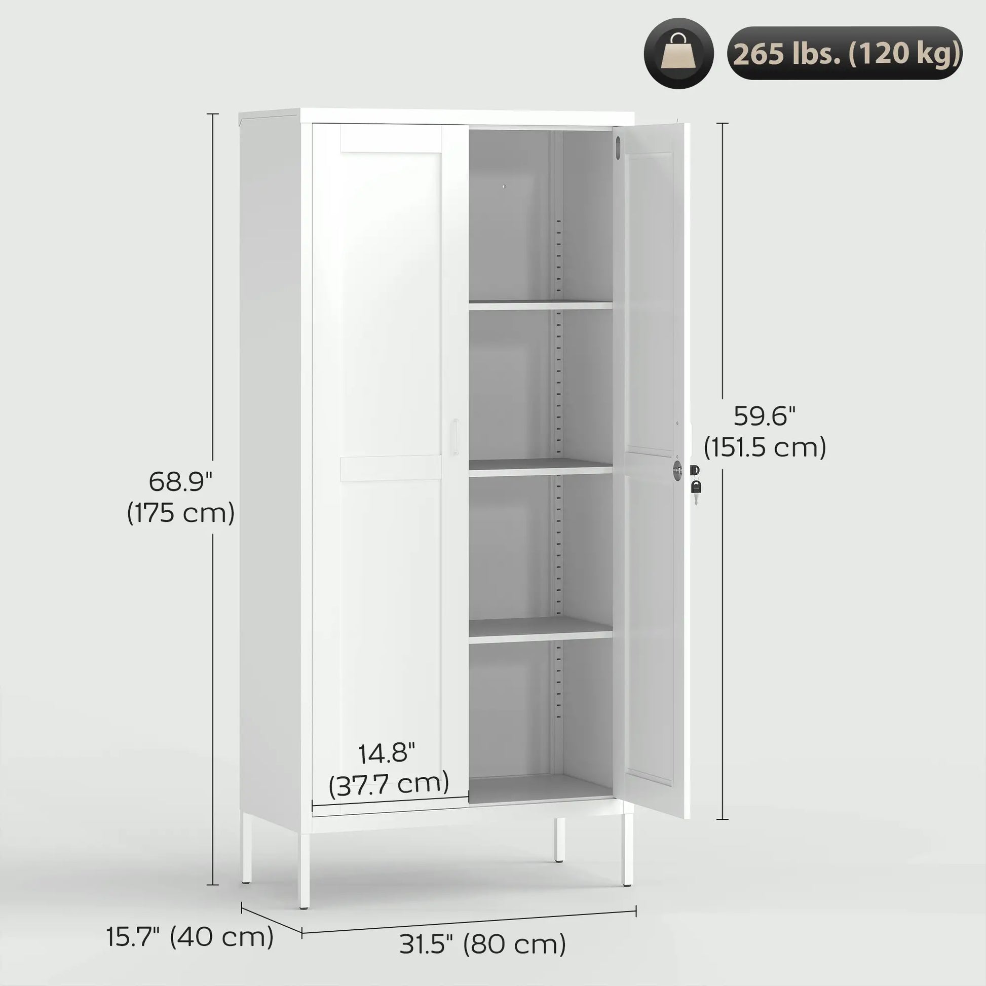 Office Storage Cabinet, Lockable, 3 Adjustable Shelves, 2 Doors, White Office Cabinets & Cupboards at Gallery Canada