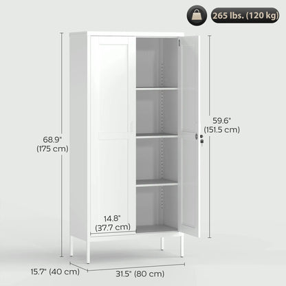 Office Storage Cabinet, Lockable, 3 Adjustable Shelves, 2 Doors, White Office Cabinets & Cupboards at Gallery Canada