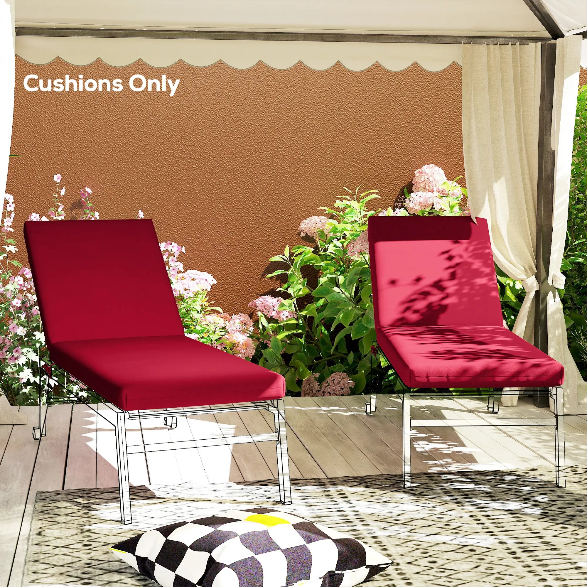 Patio Chair Cushion Set, 2-Piece, With Ties, Wine Red Patio Chair Cushions at Gallery Canada