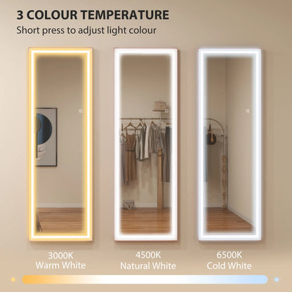 LED Mirror with Dimmable 3 Color Lights, 64" x 21", Pink Full Length Mirrors at Gallery Canada