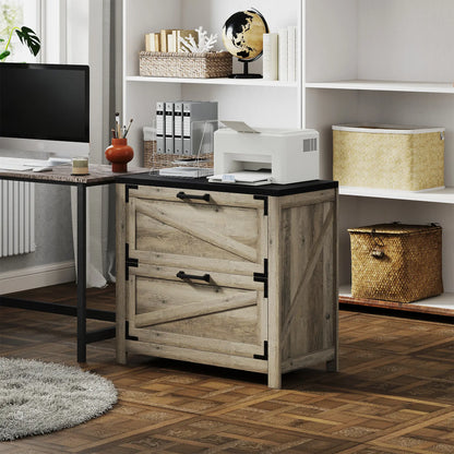 2 Drawer Filing Cabinet, Farmhouse Office Storage, Adjustable Hanging Bars, Letter, A4, Legal Size, Grey Office Cabinets & Cupboards at Gallery Canada