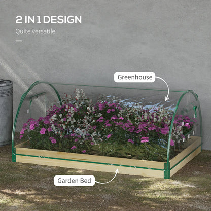 12 Pocket Raised Garden Bed, Greenhouse with Roll Up Windows, 4' x 3' x 2', Natural Wood Raised Garden Beds at Gallery Canada