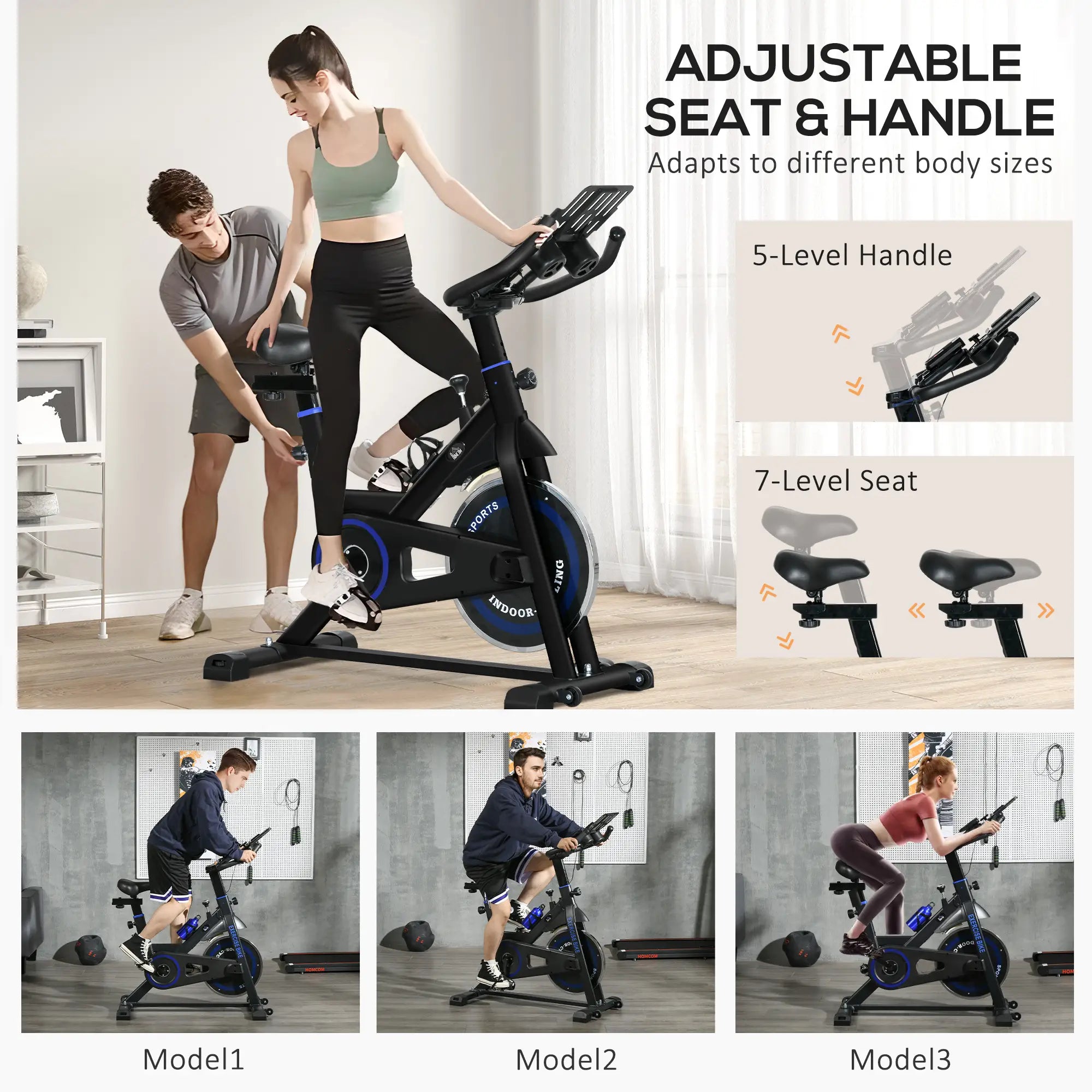 Adjustable Upright Stationary Exercise Bike, LCD Display, Indoor Cycling, Adjustable Resistance, Black Exercise & Stationary Bikes at Gallery Canada
