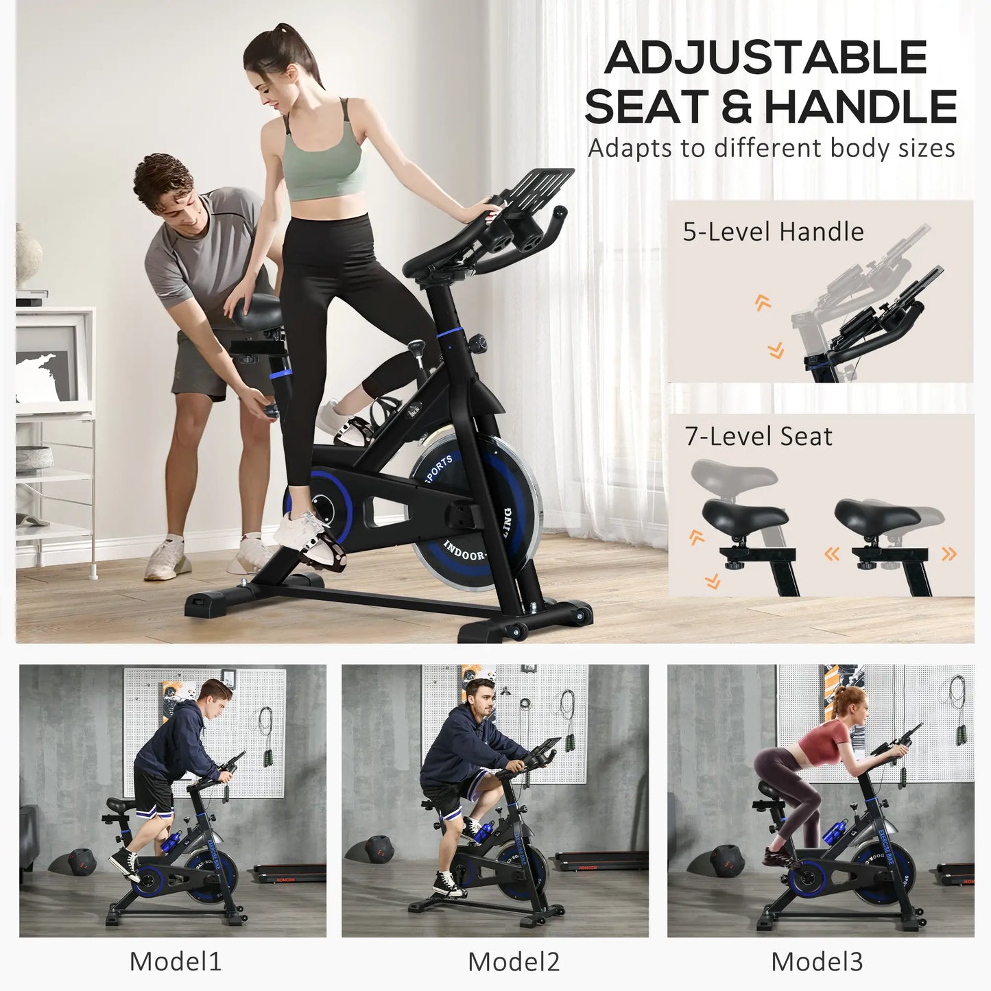 Adjustable Upright Stationary Exercise Bike, LCD Display, Indoor Cycling, Adjustable Resistance, Black Exercise & Stationary Bikes at Gallery Canada