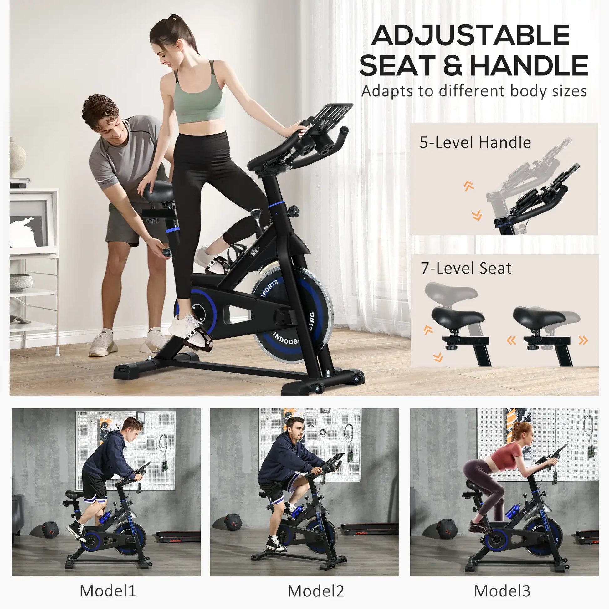 Adjustable Upright Stationary Exercise Bike, LCD Display, Indoor Cycling, Adjustable Resistance, Black Exercise & Stationary Bikes at Gallery Canada