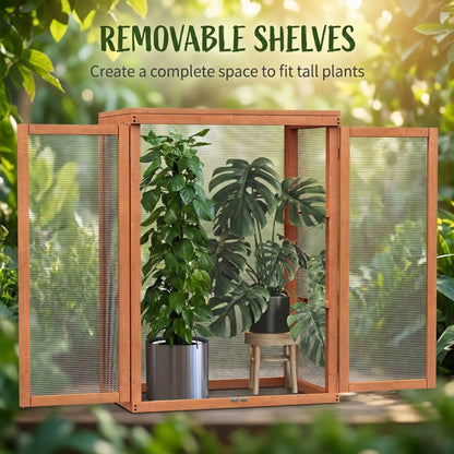 Wooden 2 Tier Cold Frame Greenhouse, 22.8" x 17.3" x 30.7", Orange Cold Frame Greenhouses at Gallery Canada