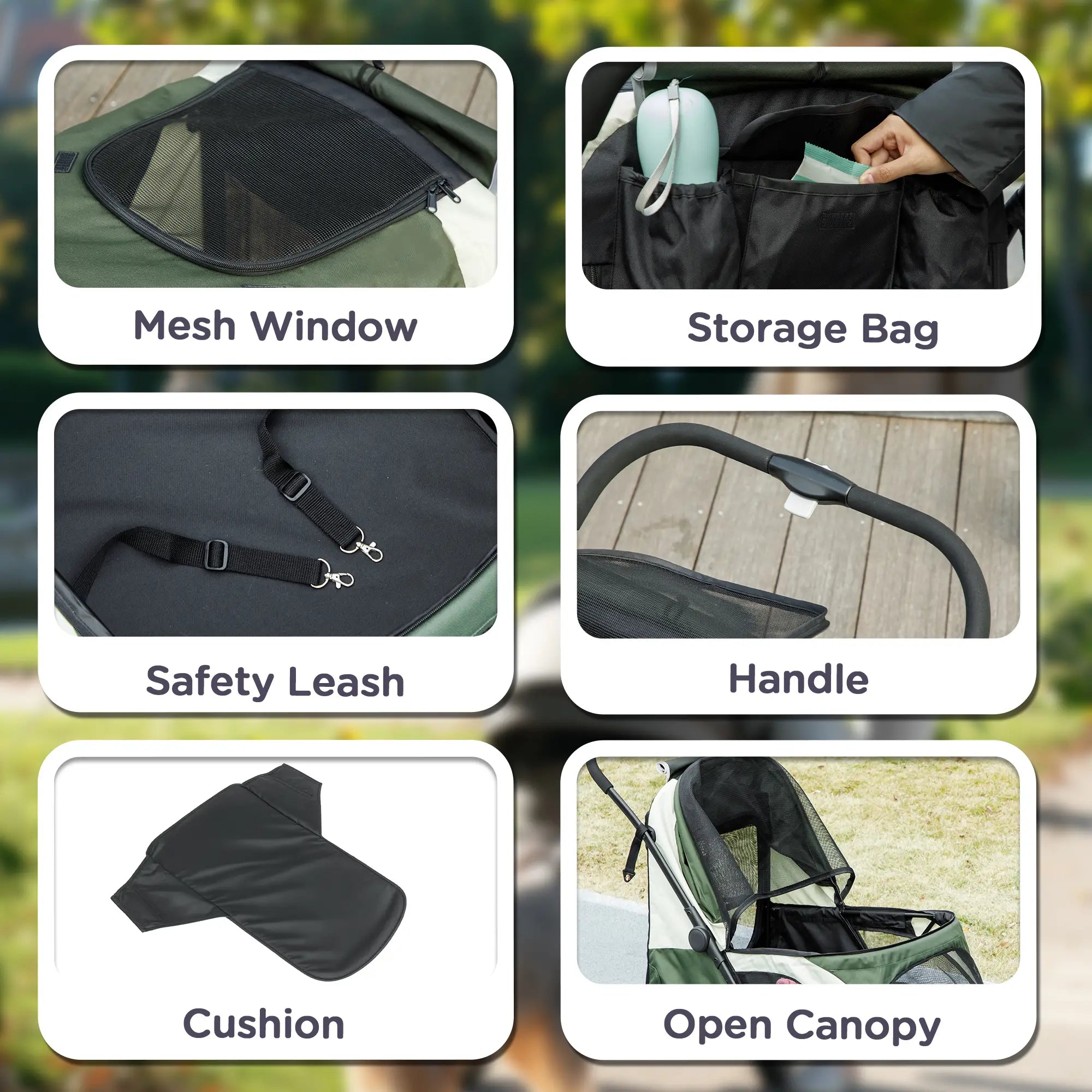 Foldable Pet Stroller, Large Dogs, Four Big Wheels, Dark Green Dog Bike Trailers & Strollers at Gallery Canada