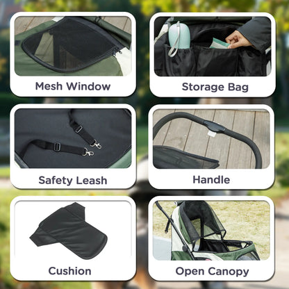 Foldable Pet Stroller, Large Dogs, Four Big Wheels, Dark Green Dog Bike Trailers & Strollers at Gallery Canada