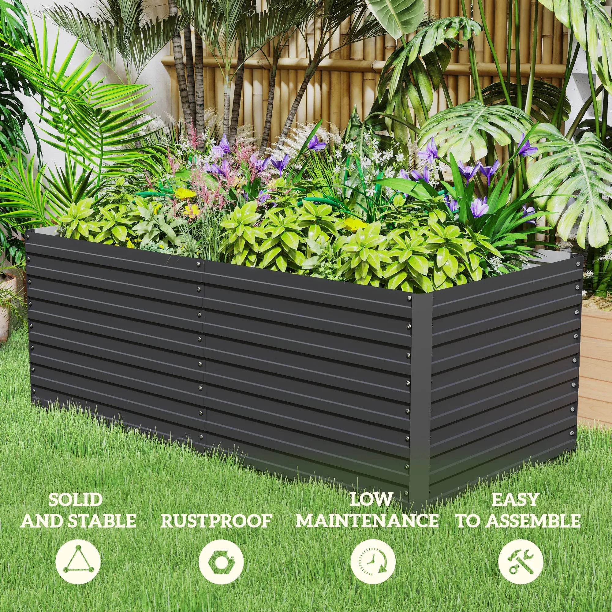 5' x 3' x 2' Raised Garden Bed, Galvanized Planter Box, Dark Grey Raised Garden Beds at Gallery Canada