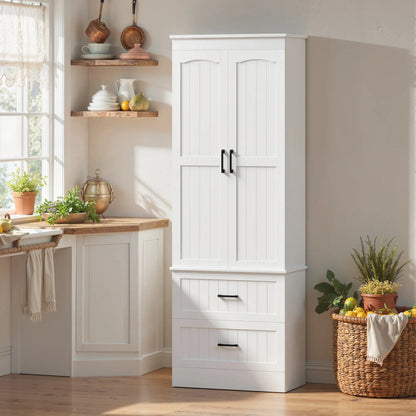 Tall Pantry Cabinet, 67 Inch, Adjustable Shelves, 2 Drawers, White Kitchen Pantry Cabinets at Gallery Canada
