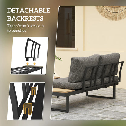 3-Piece Aluminum Corner Patio Set, 2 Loveseats, WPC Table, Grey Patio Furniture Sets at Gallery Canada