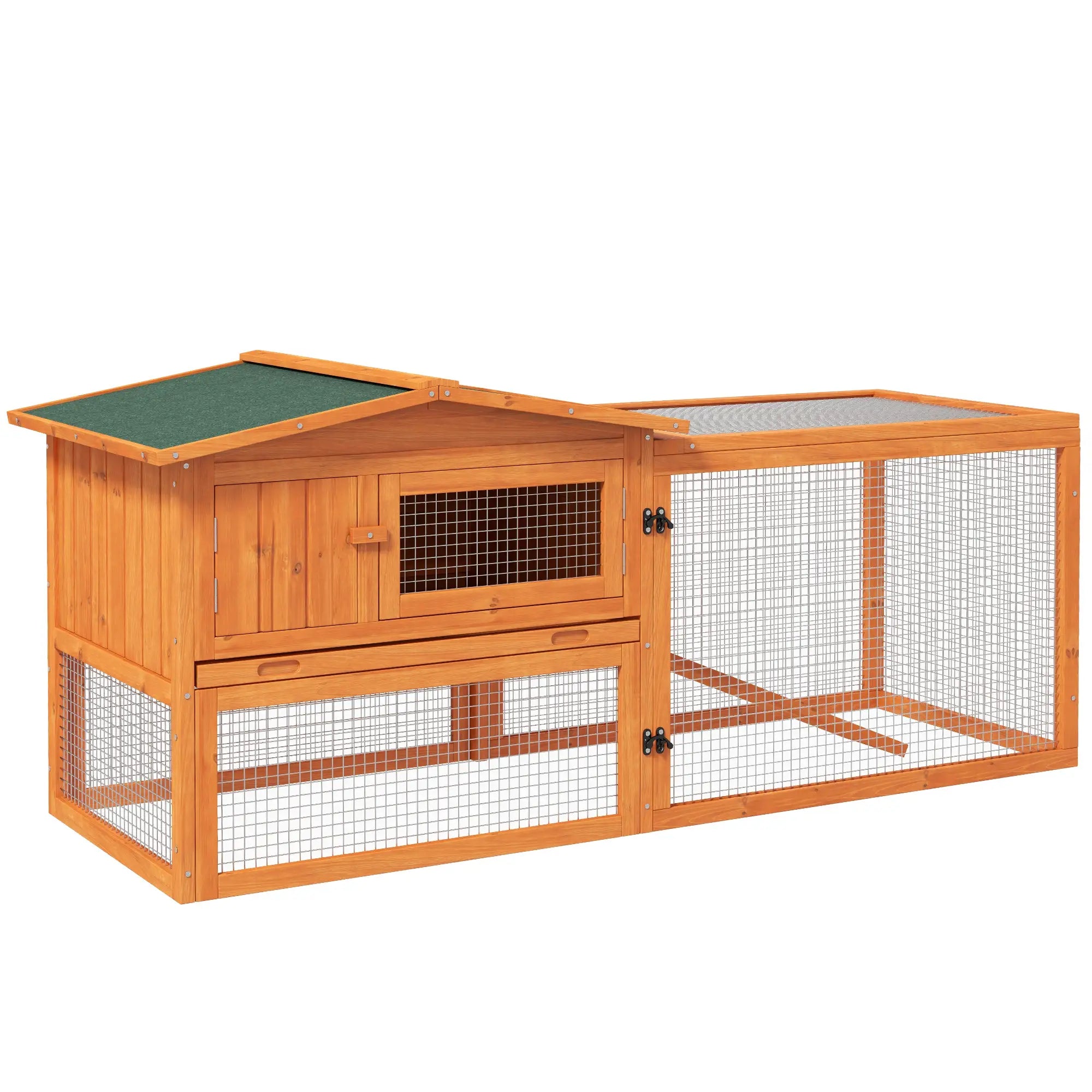 Wooden Rabbit Hutch, Guinea Pig House, Removable Tray, Openable Roof, Orange Rabbit Hutch at Gallery Canada