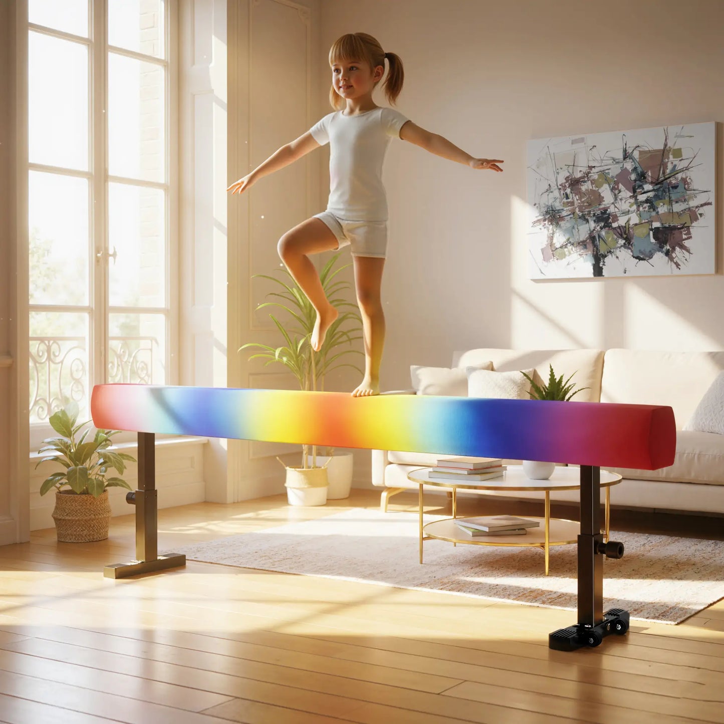 7.5ft Adjustable Gymnastics Balance Beam With Wheels, Training Equipment Gymnastics Mats at Gallery Canada