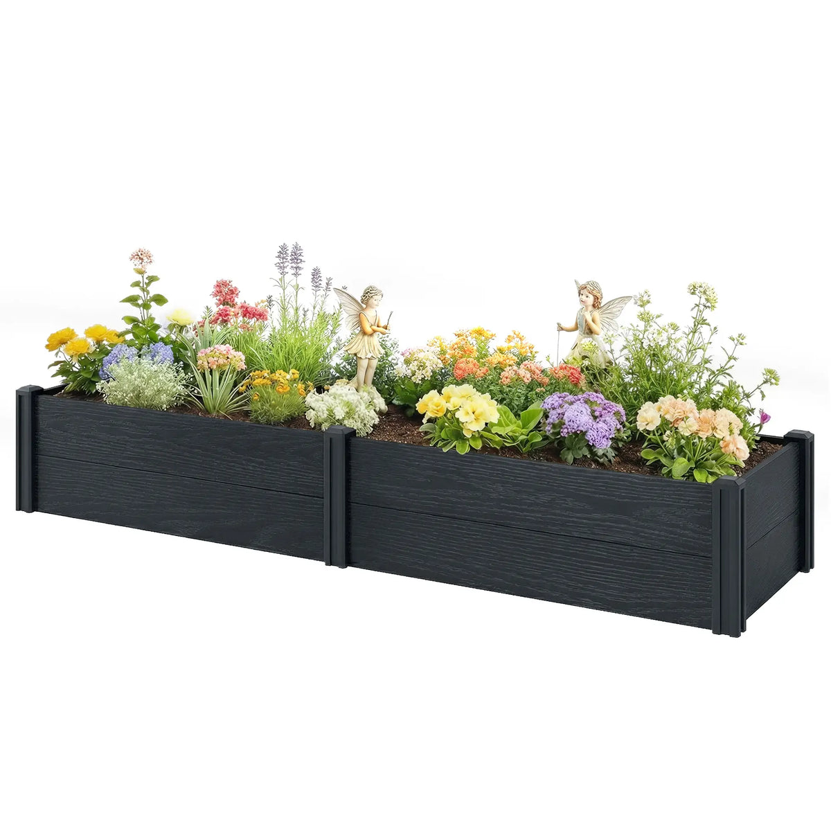 Vinyl Raised Garden Bed Kit, 6.5 x 2 x 1ft, Grey Wood Effect, Grey Wooden Planter Boxes Grey Wood Effect at Gallery Canada
