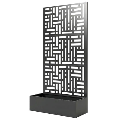 Galvanised Raised Garden Bed With Trellis, 71" Tall Metal Planter Box Galvanized Planter Boxes Black at Gallery Canada