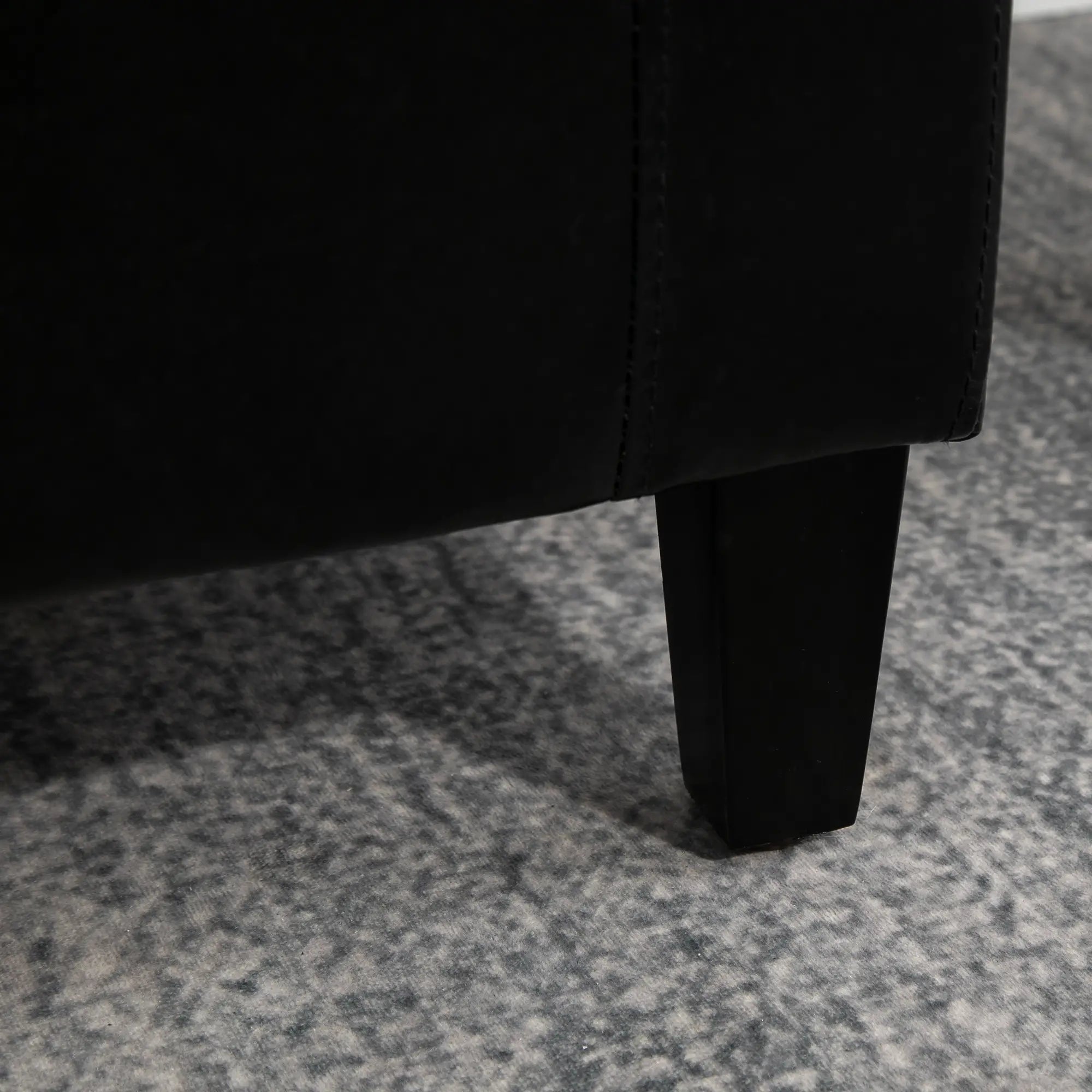 Storage Ottoman Bench, PU Leather Upholstered, Tufted Design, Black Storage Ottomans & Benches at Gallery Canada