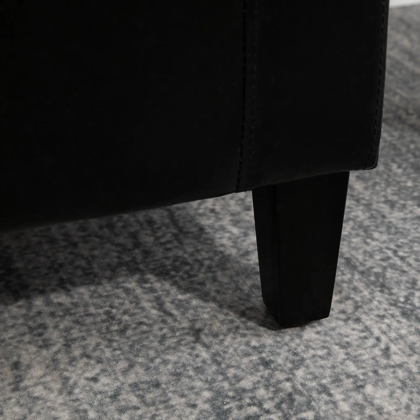 Storage Ottoman Bench, PU Leather Upholstered, Tufted Design, Black Storage Ottomans & Benches at Gallery Canada