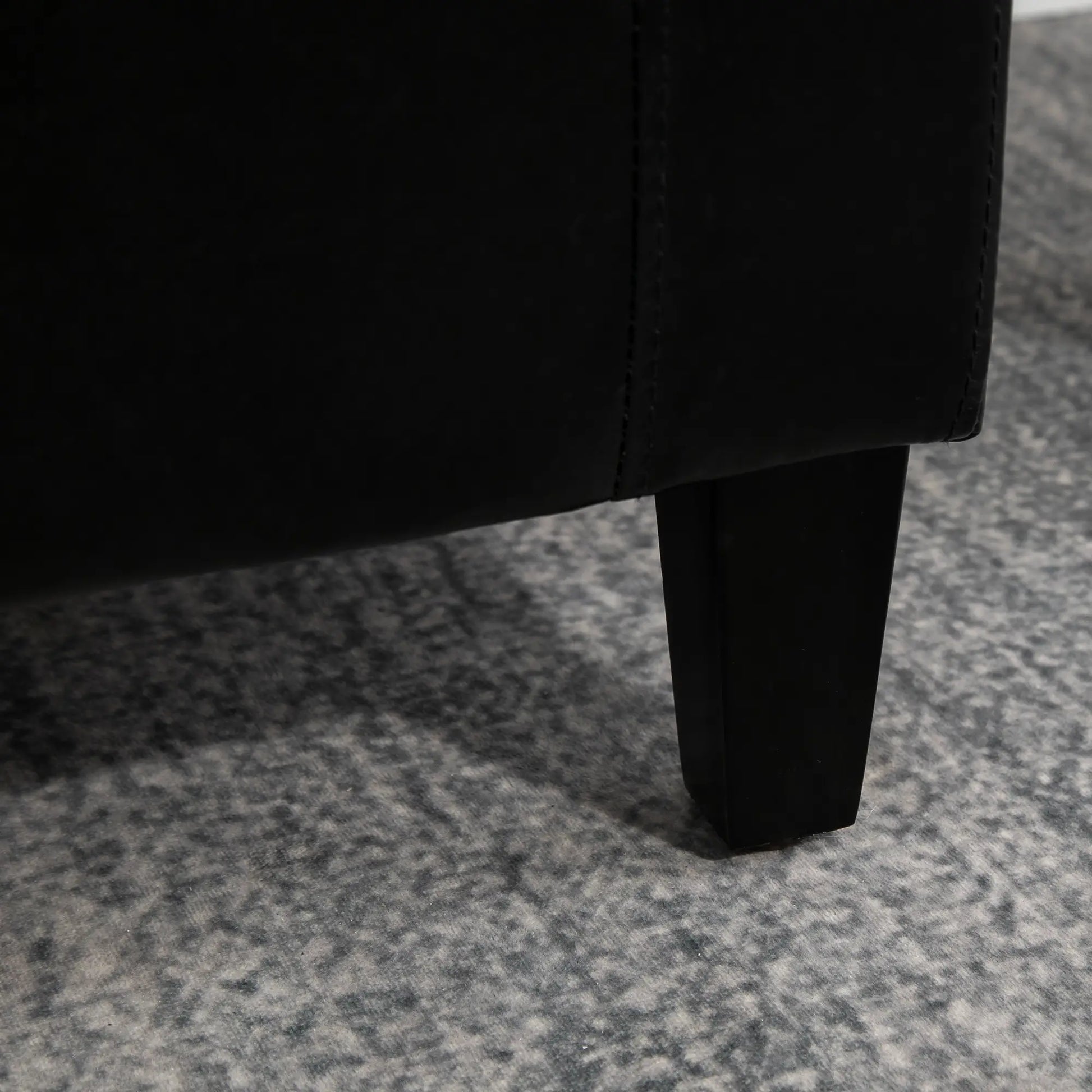 Storage Ottoman Bench, PU Leather Upholstered, Tufted Design, Black Storage Ottomans & Benches at Gallery Canada