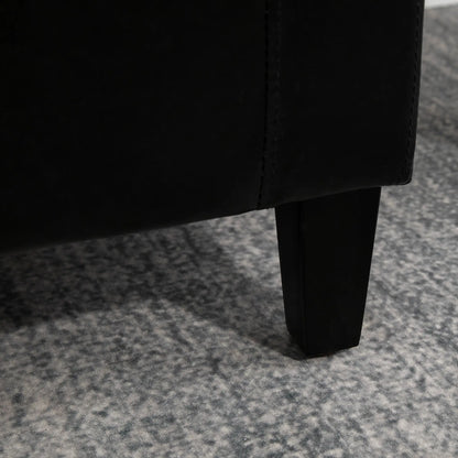 Storage Ottoman Bench, PU Leather Upholstered, Tufted Design, Black Storage Ottomans & Benches at Gallery Canada