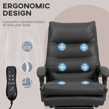 Executive Office Chair, 6 Point Massage and Heat, Microfibre Reclining with Footrest, Black Massage Chairs at Gallery Canada