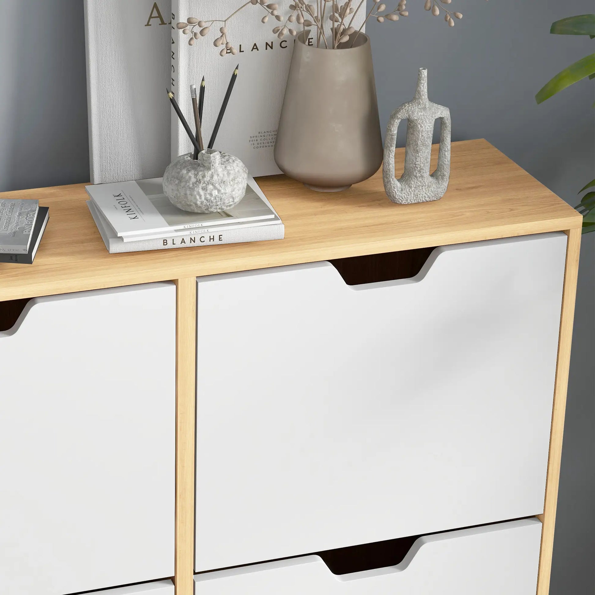 Shoe Storage Cabinet, 4 Flip Drawers, Adjustable Shelf, Holds 8-16 Pairs, Natural Shoe Storage Cabinets & Racks at Gallery Canada