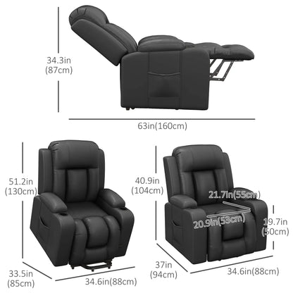 Electric Lift Chair, Power Recliner with Footrest, Remote, Cup Holders, Grey Electric Power Lift Chairs at Gallery Canada