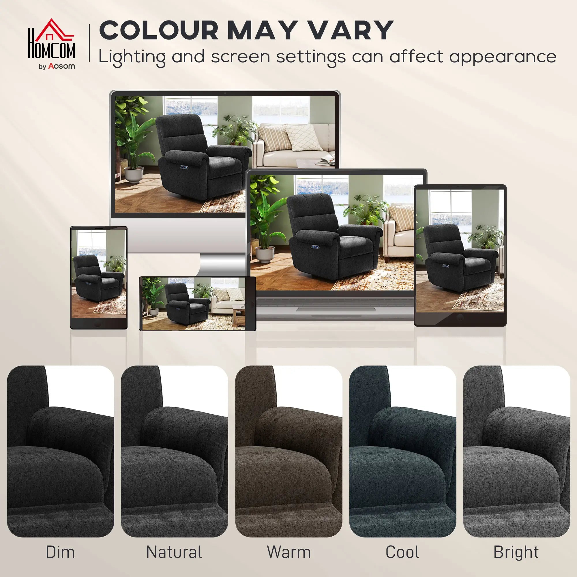 Power Recliner Chair, Fabric Upholstered, USB Ports, Swivel Rocking, Footrest, Black Single Sofas at Gallery Canada